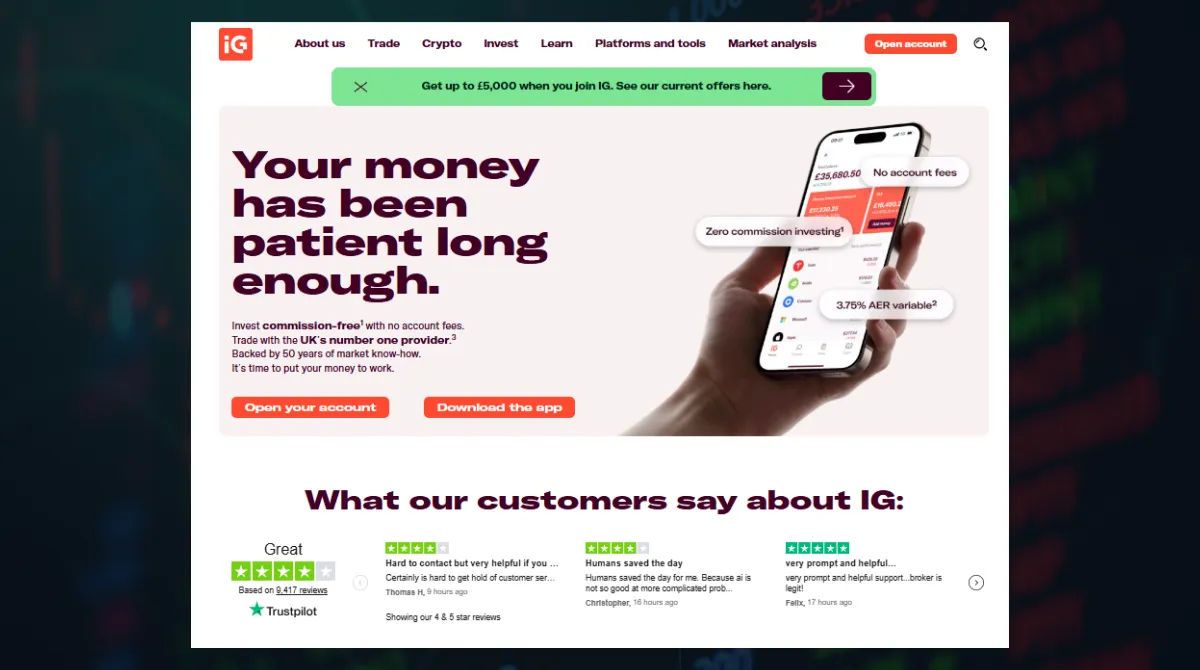 IG is one of the most established names in the online trading industry